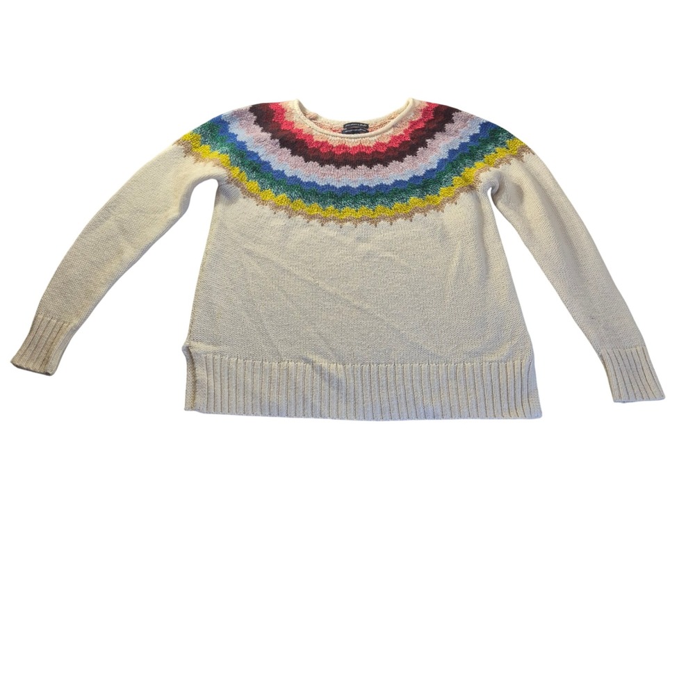 American Eagle Ahh-Mazingly Soft Womens L Rainbow Fair Isle Wool Blend Sweater‎